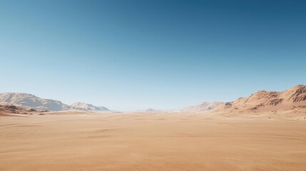 Fototapeta premium Expansive Desert Landscape Under a Clear Blue Sky