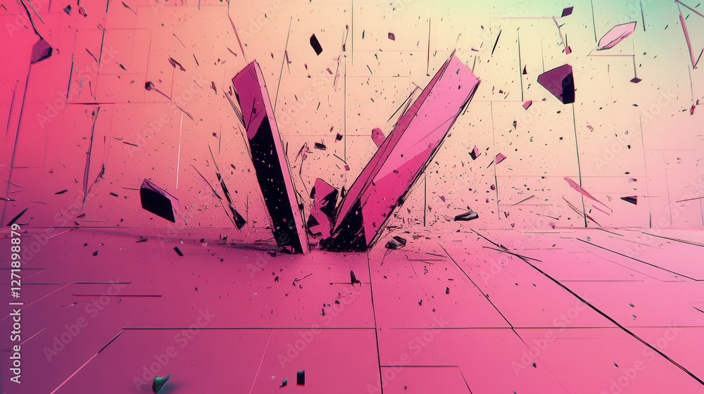 Poster geometric shatter abstract abstract background featuring geometrical shapes and lines shattering in 