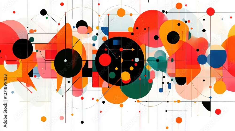 Aufkleber colorful geometric abstract. an abstract background featuring colorful geometrical shapes and lines 
