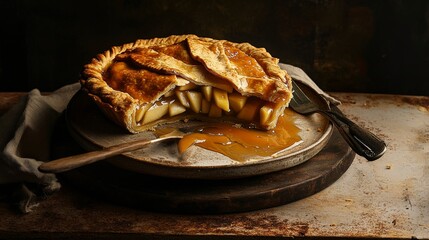 A Slice of Autumnal Delight: Caramel Apple Pie Perfection
