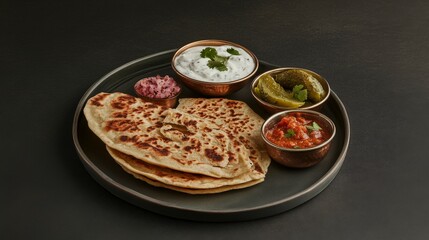 Aromatic Indian Feast with Naan, Delicious Spices, and Fresh Vegetables