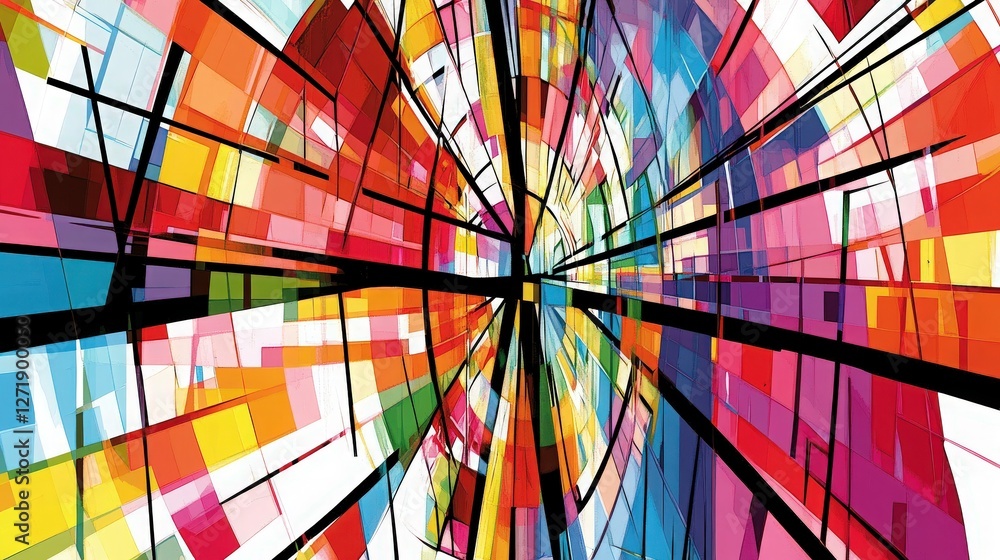 Aufkleber geometric smashing shapes. dynamic abstract background with geometrical shapes, lines, and vibrant c
