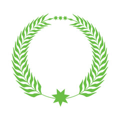 Green color circular laurel leaf vector design. 