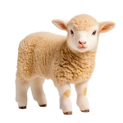 Fototapeta premium Cute Lamb on White Background isolated on white or transparent background, png clipart, design element. Easy to place on any other background.