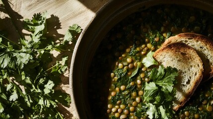 Hearty Lentil Soup with Spinach and Toasted Bread: A Flavorful and Healthy Recipe