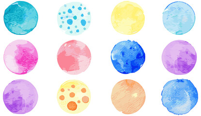 Watercolor circles collection, multicolored vector illustration, vibrant watercolor design, abstract colorful circles, circle art, modern watercolor artwork, artistic circle design
