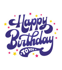 Creative handdrawn happy birthday lettering. for social media post. poster and flayer