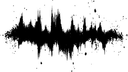 Obraz premium Abstract sound wave, black ink splatter on white background. Vector brush grunge texture rough black scratches splatter grunge distressed background.