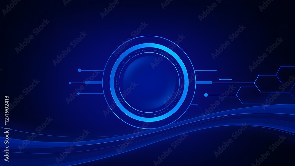 Poster abstract blue circles create a shiny, technological web design template
