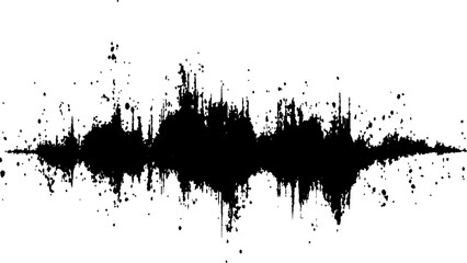 Abstract sound wave, black ink splatter on white background. Vector brush grunge texture rough black scratches splatter grunge distressed background.