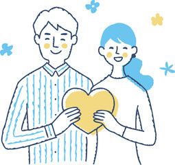 一緒にハートを持っているカップル