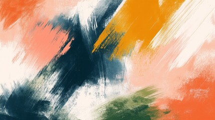 Abstract painting showcasing broad strokes of vibrant and textured colors