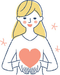 大事そうにハートを持っている女性