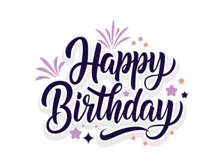 Happy Birthday Celebration Card with Stars and Fireworks. for social media post. poster and flayer