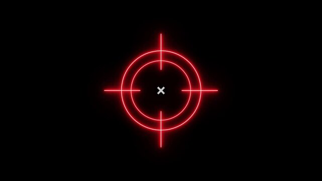 Glowing neon target icon animation. Military training , Military target icon animation .Crosshair, gun aim, sniper target, bullseye, hunting, target audience.