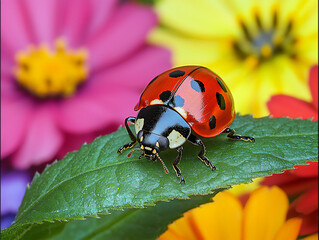 Fototapeta premium ladybug on leaf