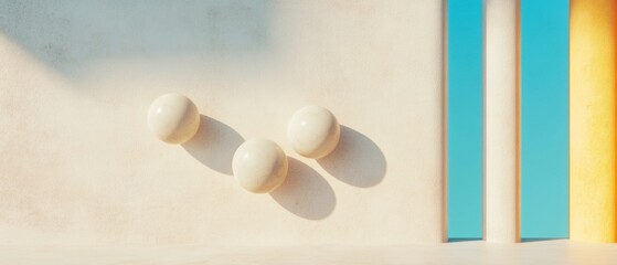 Modern Spheres Display Polished Stone Baubles Against Minimalist Backdrop - Premium Decor Content and Contemporary Interior Styling for Business Spaces