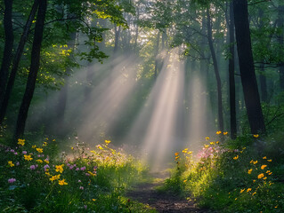 Obraz premium misty spring morning