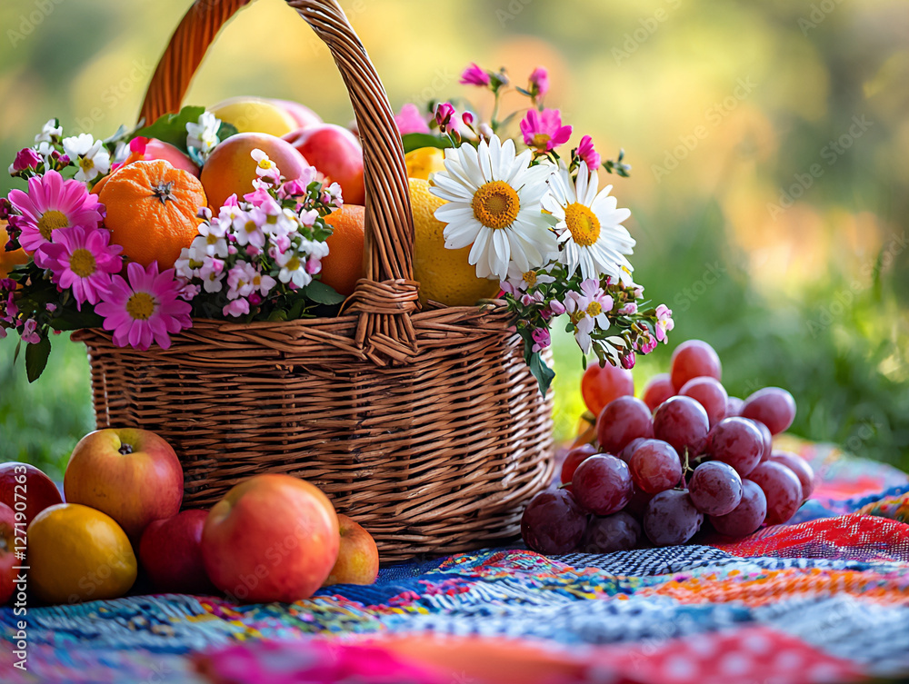 Wall mural  picnic basket close-up