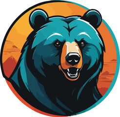 Colorful Bear Head Vector Design, Bear vector design