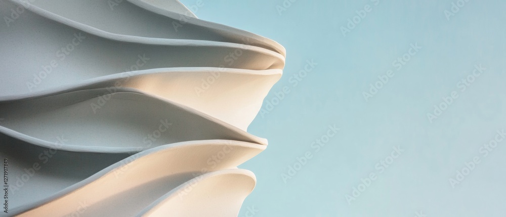 Aufkleber organic architectural sculpture fluid zigzag pattern in minimalist concrete texture - cutting-edge d