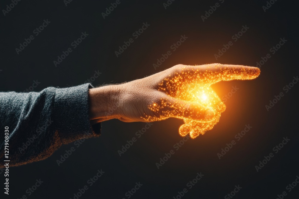 Poster Futuristic Technology Interaction Hand Reaching Towards Luminous Digital Interface with Circuit Patterns - Business Innovation and Human-Computer Integration for Modern Workspaces