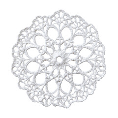 Elegant White Lace Doily isolated on white or transparent background, png clipart, design element