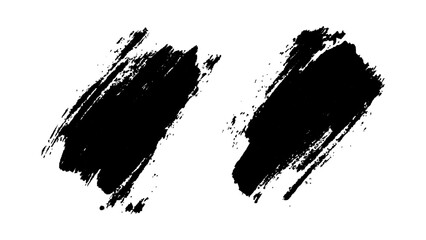 Abstract black paint splashes and brush strokes on a white background. Black brush strokes in abstract grunge on white background.