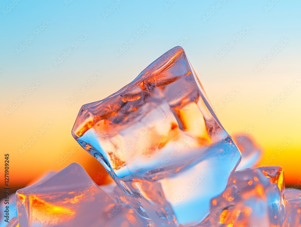 Poster Frosted Crystal Macro Ice Cube Textures for Creative Marketing and Digital Design in Winter Campaigns - Enhancing Visual Storytelling