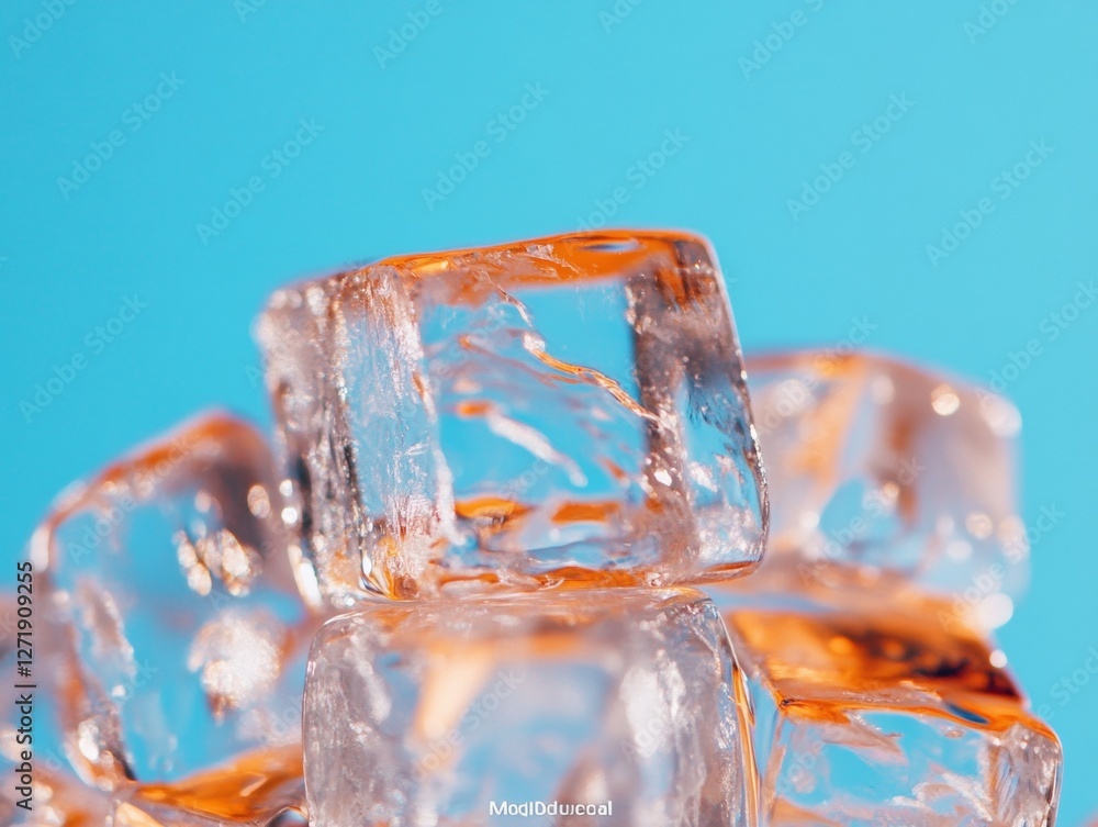 Aufkleber crystallized ice aesthetic macro frost patterns against blue backdrop - innovative visuals for cooli