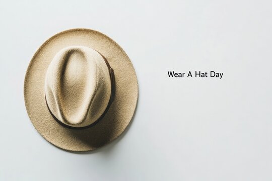 Modern Spring Minimalism Elegant Hat for Wear A Hat Day on White Backdrop - Seasonal Charity and Spring Fashion Marketing for Style Awareness