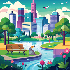 Fototapeta premium city park vector
