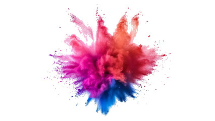 A vibrant explosion of colorful powder on a white background, explosion of colored powder against a white background, creating a vibrant abstract effect.