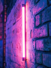 Purple Neon Sign on Brick Wall