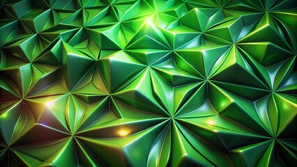 Futuristic Green 3D Abstract Background; Glowing Gradient Shapes, Trendy Phone Wallpaper Design