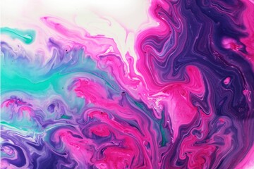 Abstract background of green-lilac-pink paint. The acrylic paint flows freely and creates an interesting pattern. Texture, background, abstraction, painting. 