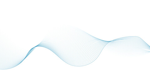Abstract blue stripes wave line on transparent background Digital frequency track equalizer Stylized line art background. Vector illustration. Wave with lines created using blend tool Curved wavy line