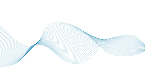 Abstract blue stripes wave line on transparent background Digital frequency track equalizer Stylized line art background. Vector illustration. Wave with lines created using blend tool Curved wavy line