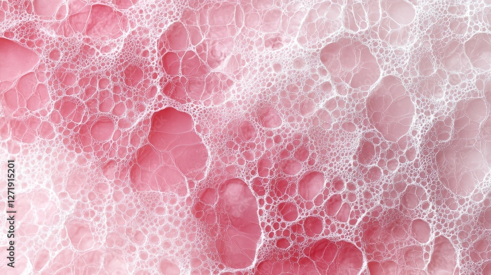 Poster pink abstract background with many interconnected white bubble structures