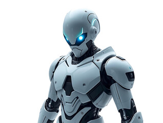 Anthropomorphic blue eye robot, Cute Mini ai robot isolated on transparent background