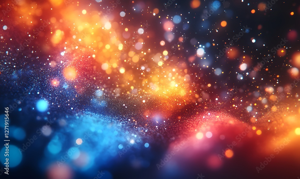 Poster abstract cosmic background with vibrant lights and bokeh effect creates a galaxy view