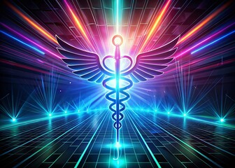 Futuristic Medical Silhouette: Abstract Technology Background