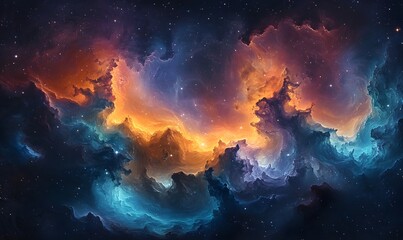 Fototapeta premium Vibrant cosmic clouds swirling in the depths of space with scattered stars