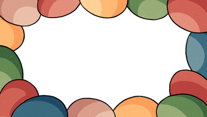 Colorful Easter eggs frame with space for your text or photo. illustration on a white background. summer, greenery, easter, spring. template, template for Easter advertising