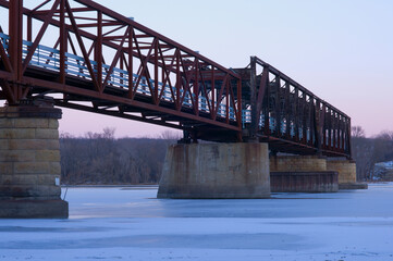 old rock island swing bridge now a recreational pier on the mississippi river in inver grove heights minnesota