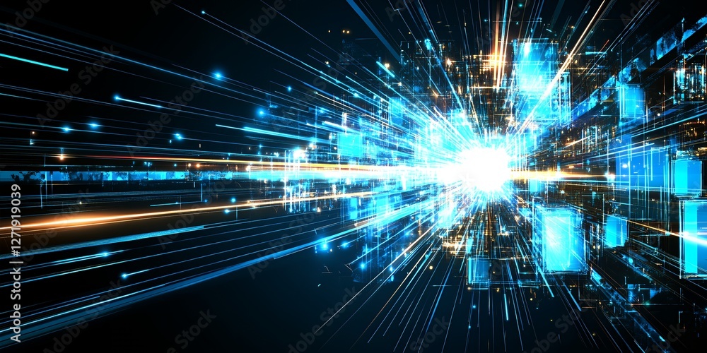 Poster abstract digital data stream technology background futuristic network connection lines