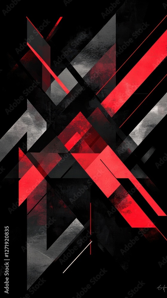 Aufkleber abstract geometric design features red grey and black angular shapes