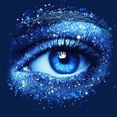 Obraz premium Close up of a blue eye surrounded by glitter
