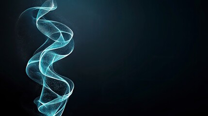 Abstract representation of fluid dynamics with soft blue and white waves against a dark background showcasing elegance