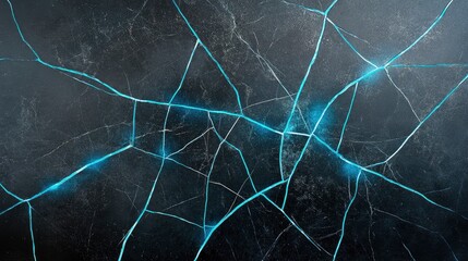 Abstract background featuring intricate blue crack patterns on a textured black surface ideal for artistic designs and modern decor